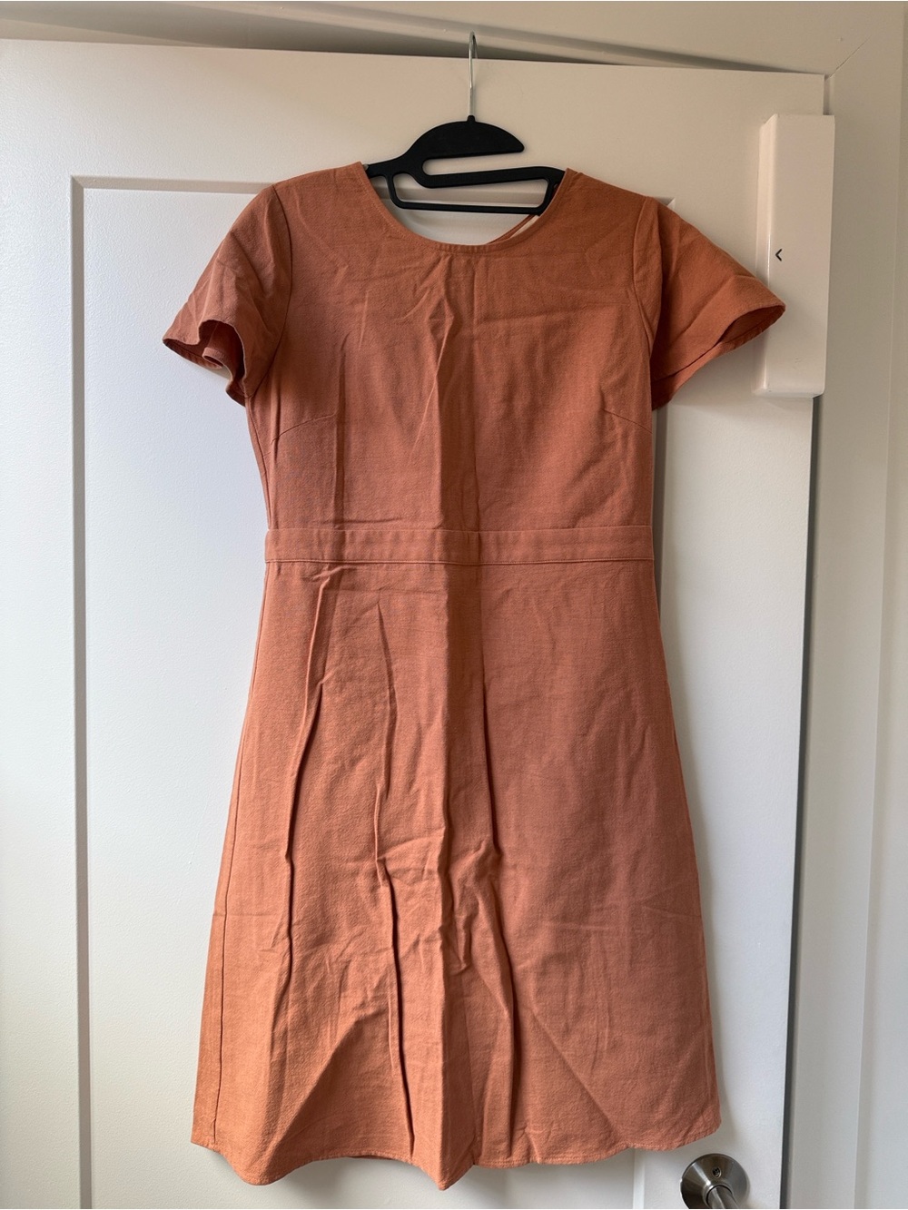 Roolee Short Sleeve A-Line Dress in Rust Orange